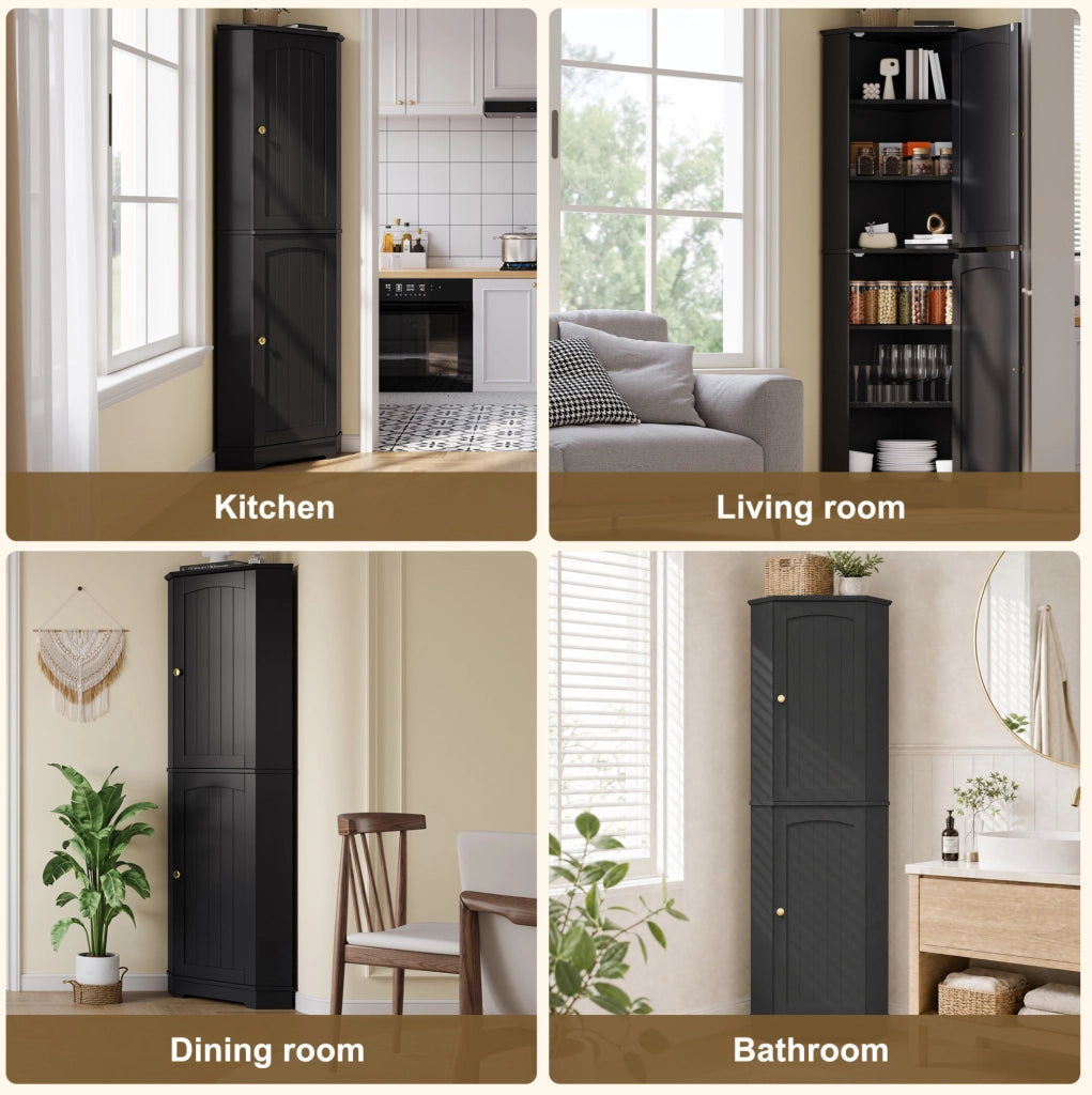 Armadio angolare con 2 ante e ripiani regolabili; 42 x 42 x 166 cm; in MDF nero