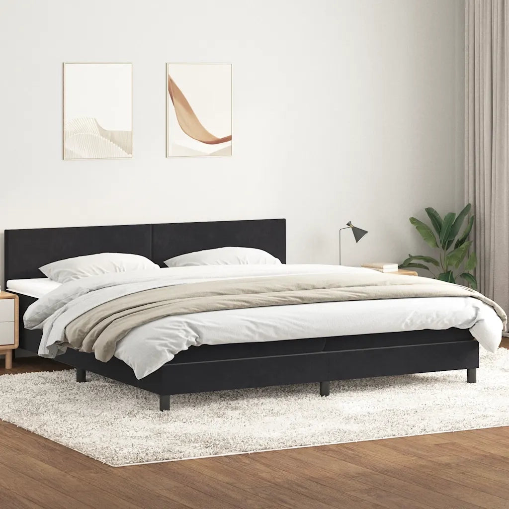 Letto a Molle con Materasso e LED Nero 200x220 cm in Velluto 3316757