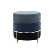 Pouf Rotondo Matilda in Velluto Blu con Struttura Cromata