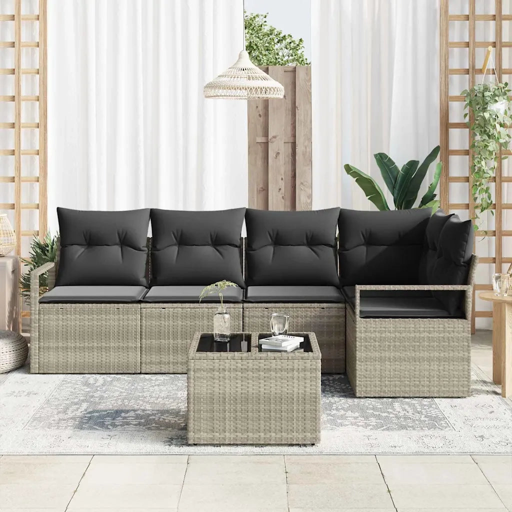 Set di divani con cuscino 6 pcs Grigio chiaro polyrattan 3346392