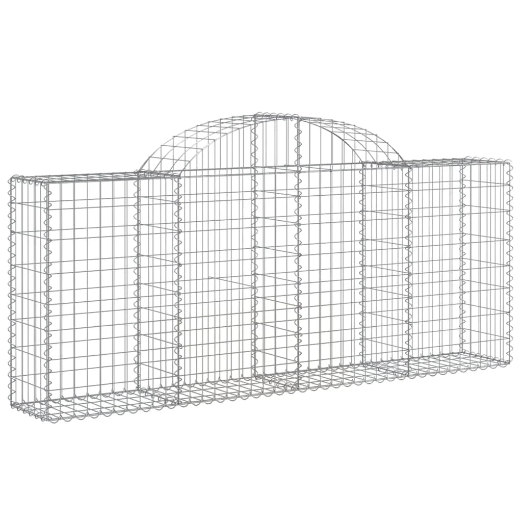 Cestini gabbioni recinzione a gabbia muro di contenimento ad arco 40 pezzi 200 x 30 x 80/100 cm ferro zincato argento 02_0040853
