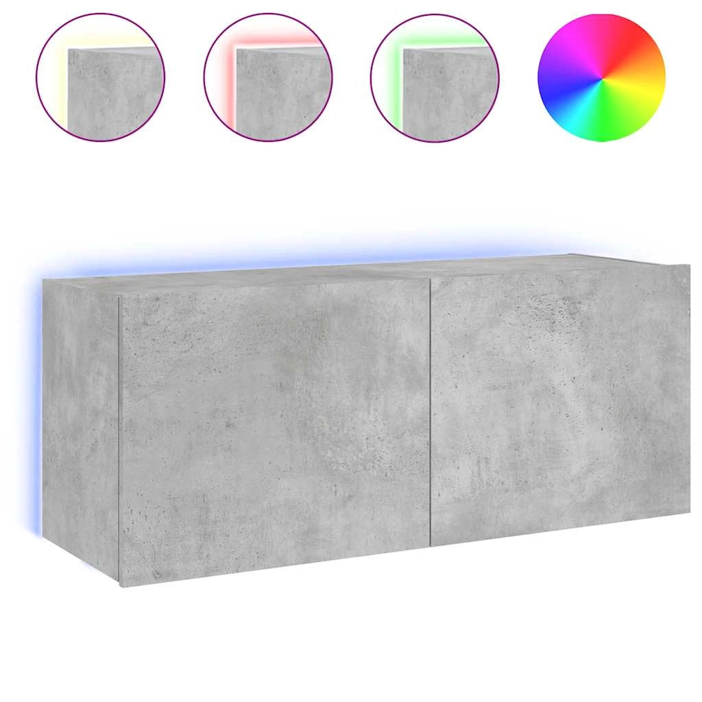 Mobile TV a Parete con Luci LED Grigio Cemento 100x35x41 cmcod mxl 86211