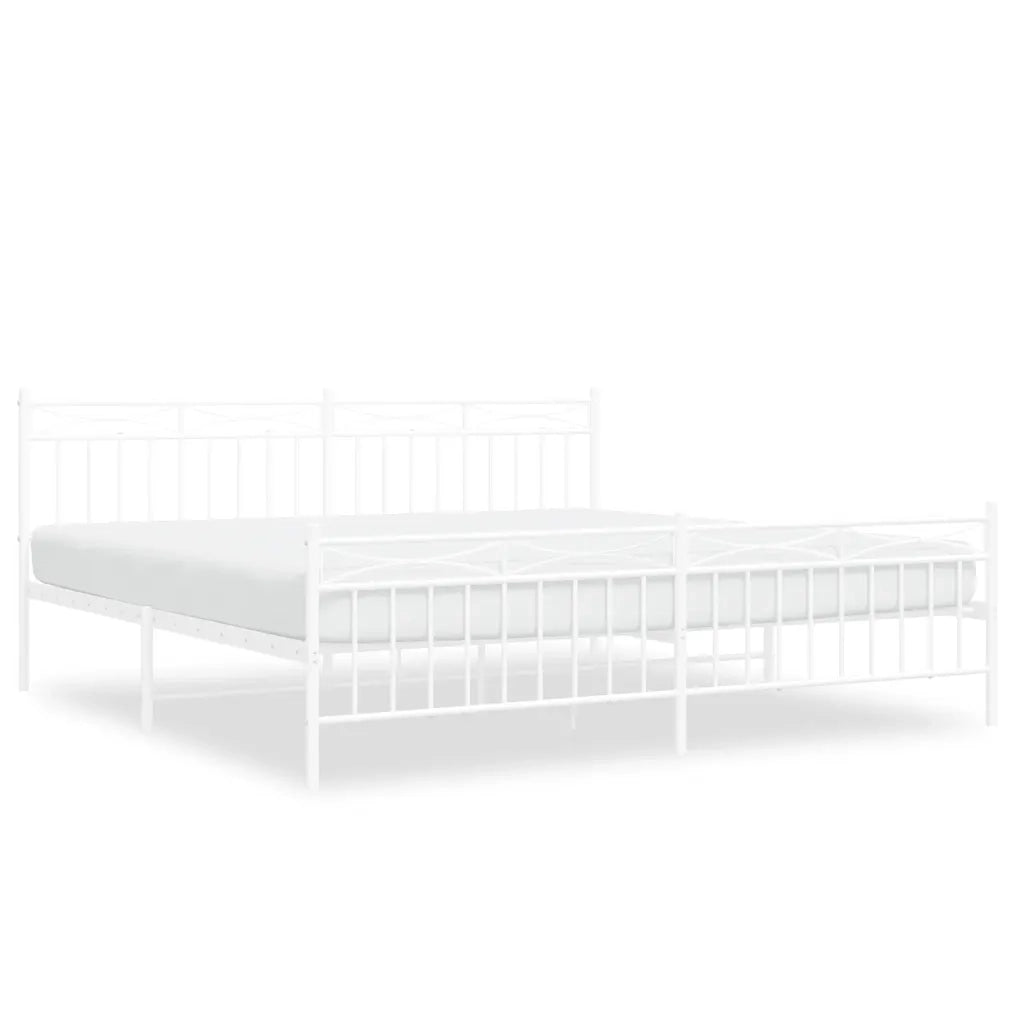 Giroletto con Testiera e Pediera-Struttura Letto Metallo Bianco 193x203 cm 412171