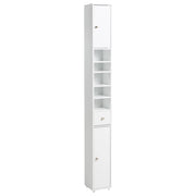Mobile da bagno a colonna in MDF 180 x 20 cm con 8 ripiani e cassetto, stile moderno