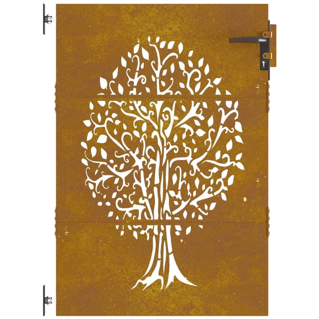 Cancello da giardino 85x150 cm in acciaio Corten con design ad albero 153211