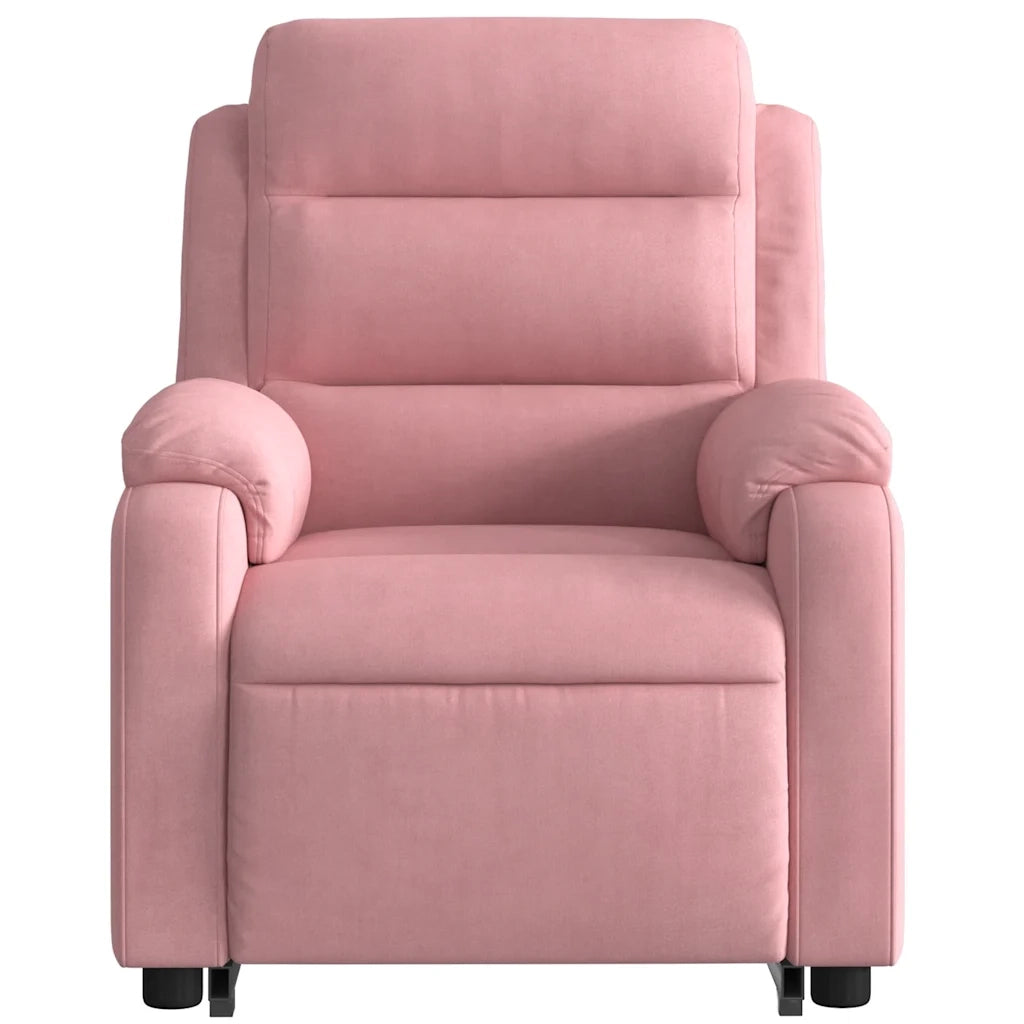 Poltrona Alzapersona Reclinabile Elettrica Rosa in Velluto 3205118