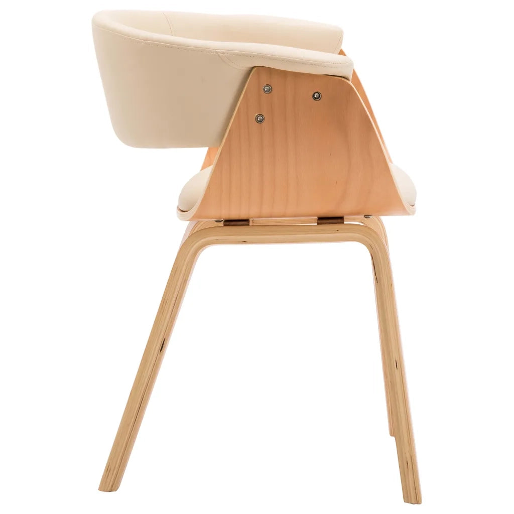 Sedie da Pranzo 4 pz Crema in Legno Piegato e Similpelle cod mxl 7838