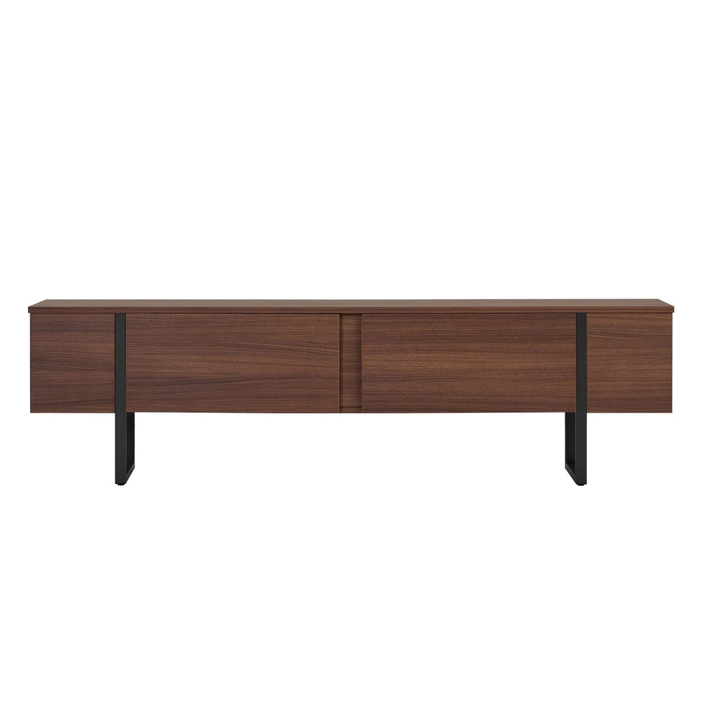 Abishia, Mobile Porta tv 2 Ante, 180x30x50h cm Marrone Noce Scuro