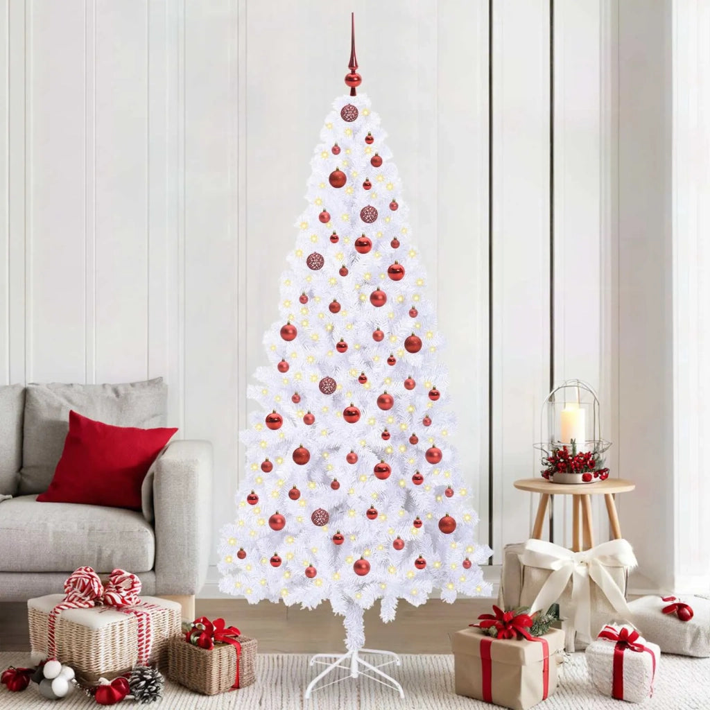 Albero di Natale | Decorazioni natalizie artificiale Bianco 210 cm PVC e Acciaio