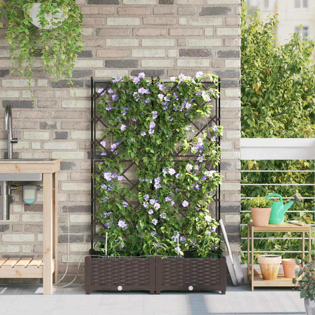 Vasi da Giardino con Sistema di Irrigazione 2 pz Marrone