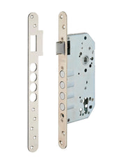 Serratura da incasso per cilindro europeo, asse 60 mm, con borchia, cromata – THIRARD