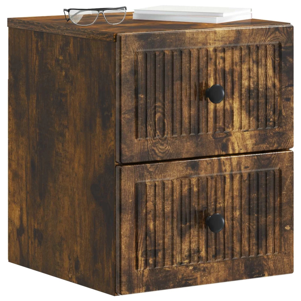 Mobiletto da notte a muro 2 pcs Rovere Fumo 33 x 34,5 x 40 cm 897966