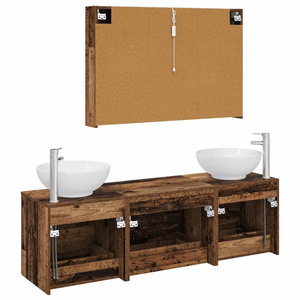 Set di mobili per il bagno 4 pcs Legno antico 3406949