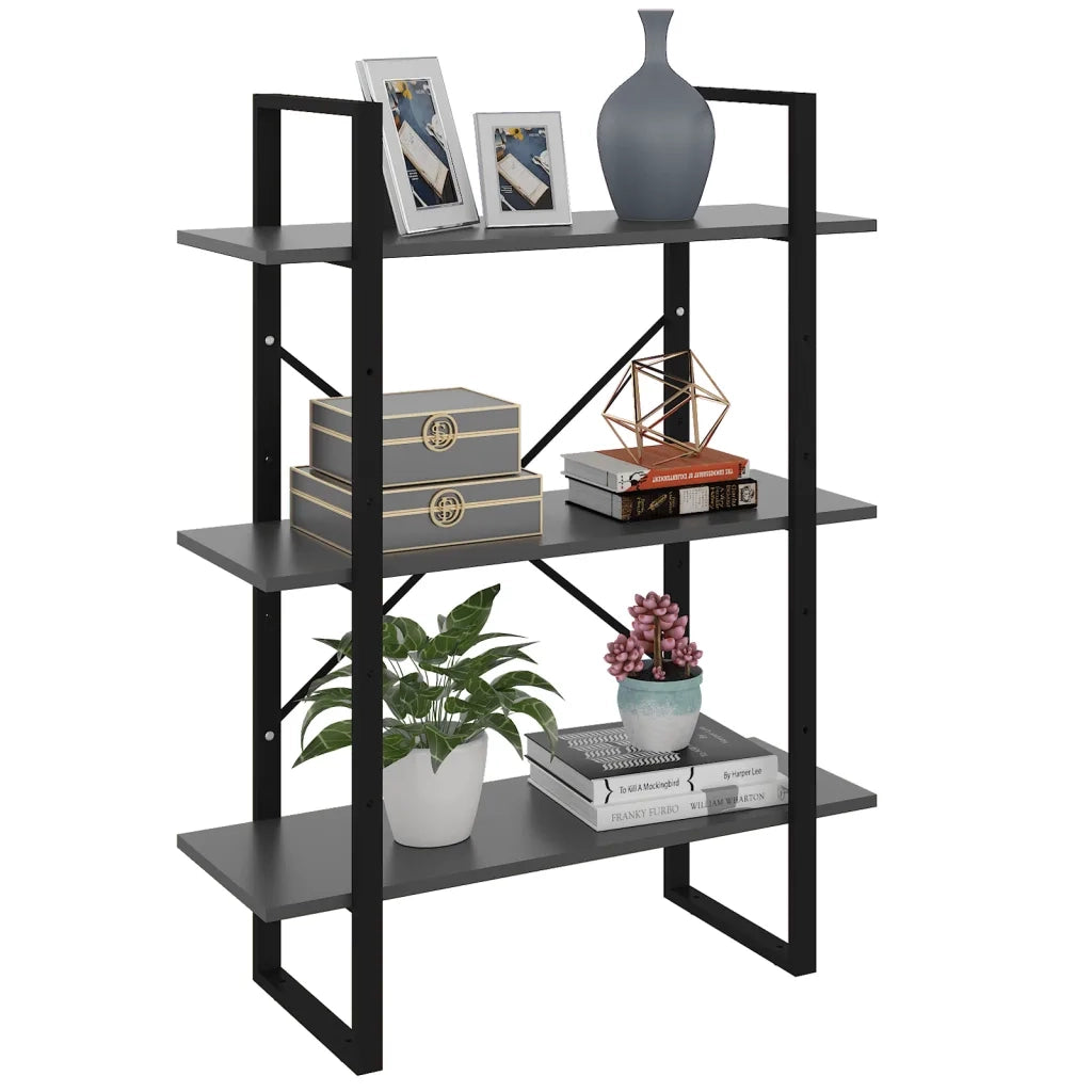 Libreria Grigia 80x30x105 cm in Legno Multistrato 806529