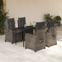 Set da Pranzo da Giardino 5 pz con Cuscini in Polyrattan Grigiocod mxl 111034