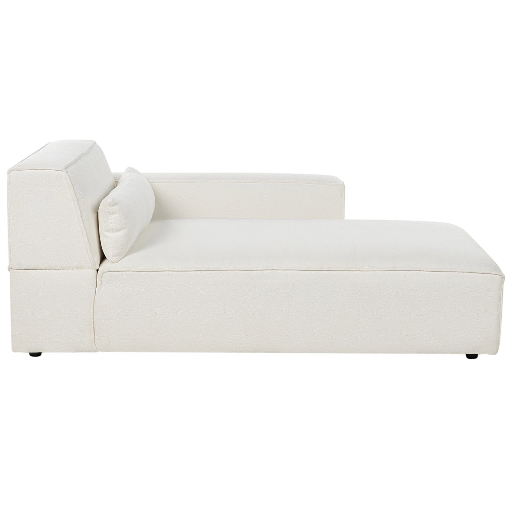 Chaise Lounge sinistra Rivestimento in bouclé beige Gambe sintetiche Soggiorno moderno a sinistra