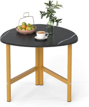 Tavolino da Salotto Triangolare, Tavolino Ovale con Gambe in Metallo, Tavolo Piccolo Industriale e Moderno per Soggiorno, Ufficio e Studio, 60 x 59 x 50 cm (Nero)