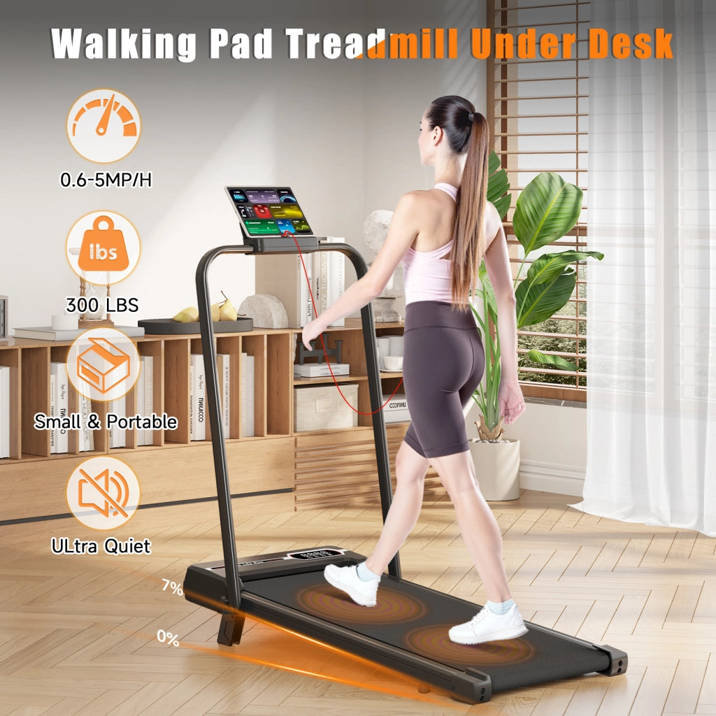 Tapis roulant 3 in 1, tappeto da camminata compatto da 1 a 8 km/h per casa e ufficio con display LED e regolazione dell'inclinazione