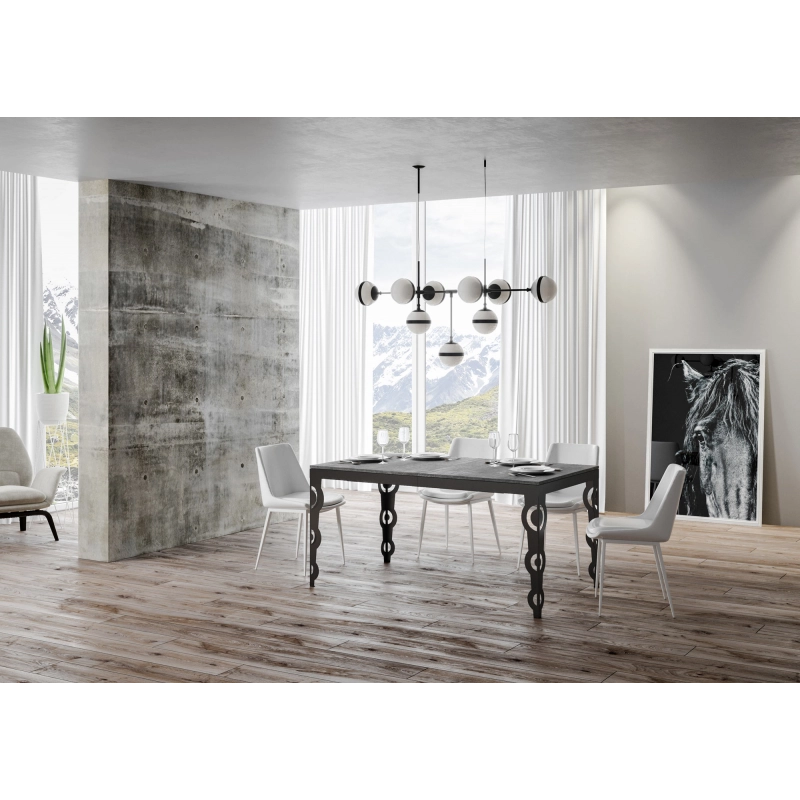 Tavolo allungabile 90x180/284 cm Karamay Evolution telaio Antracite - Cemento