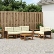 Set di divani da esterno con cuscino 6 pcs Naturale e Crema