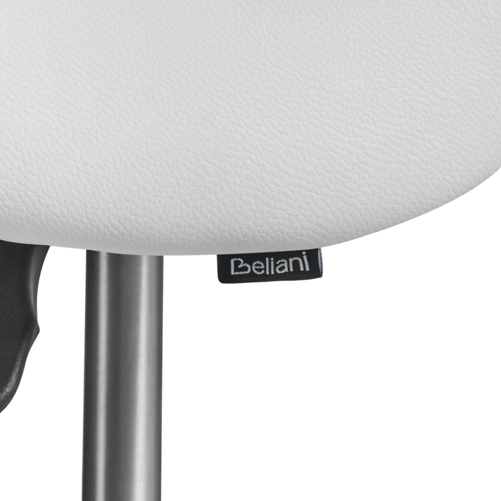Sgabello girevole in ecopelle bianco da ufficio in metallo altezza regolabile
