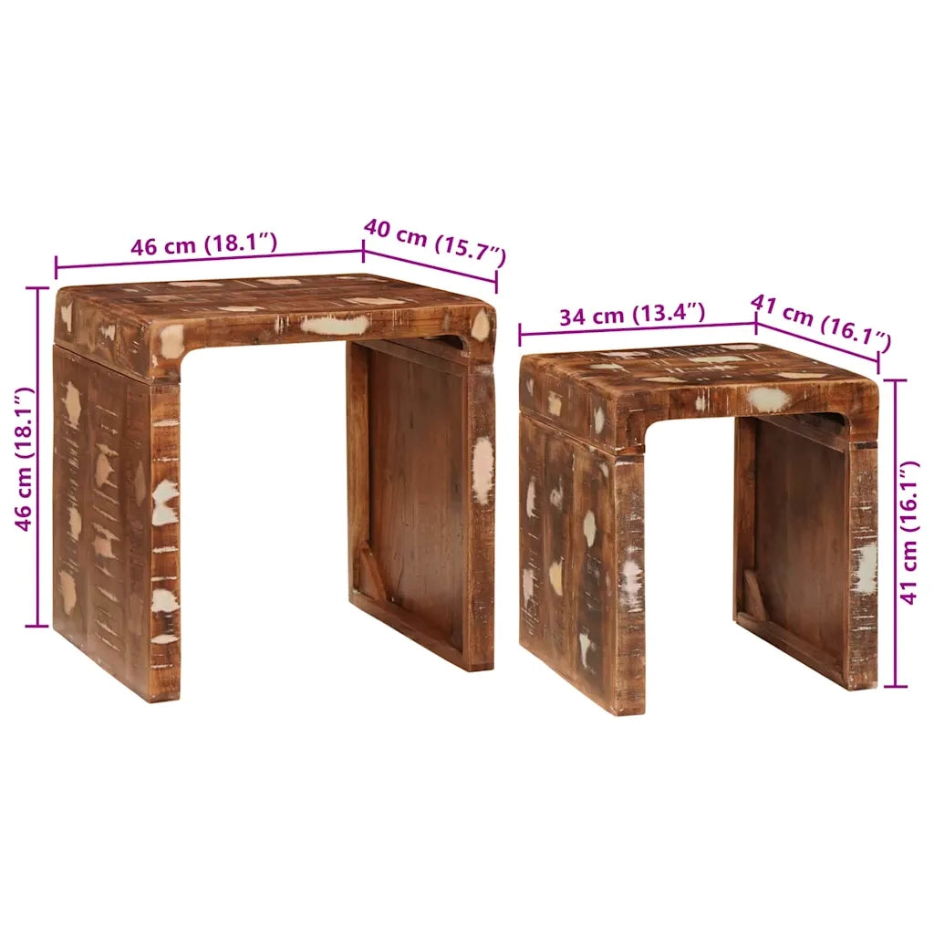 vidaXL Tavoli da Fine Multicolore legno massello di riciclo