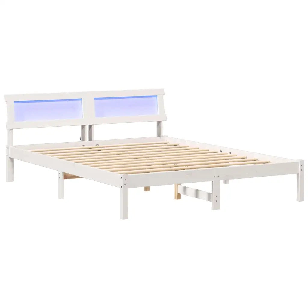 Struttura del letto Bianco 150 x 200 cm Pino massello 872816