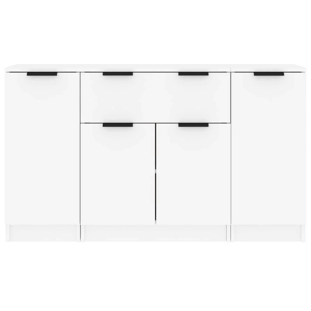 Buffet credenza cassettiera armadio mobile contenitore organizer per cucina soggiorno salotti 3 pezzi legno ingegnerizzato bianco 02_0037003