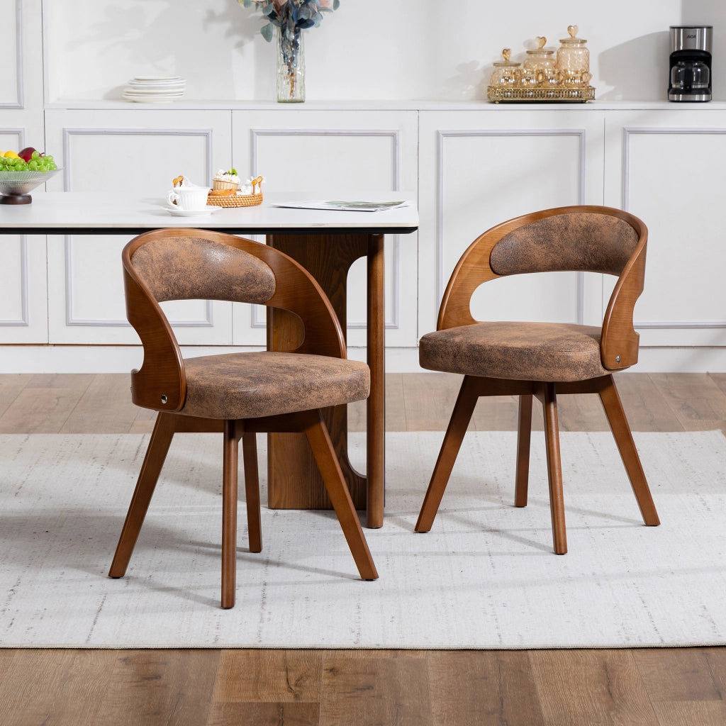 Sedia da Pranzo Girevole Imbottita in Legno ¨C MINIMAL ¨C Tessuto Caff¨¨, Schienale Curvo