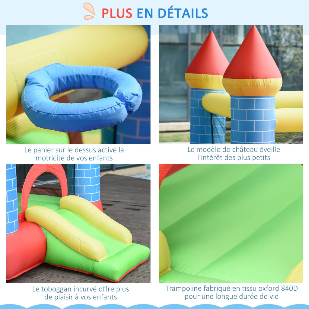 Castello Gonfiabile per Bambini con Trampolino e Scivolo ¨C Zephmum ¨C 280x260x210 cm Multicolore