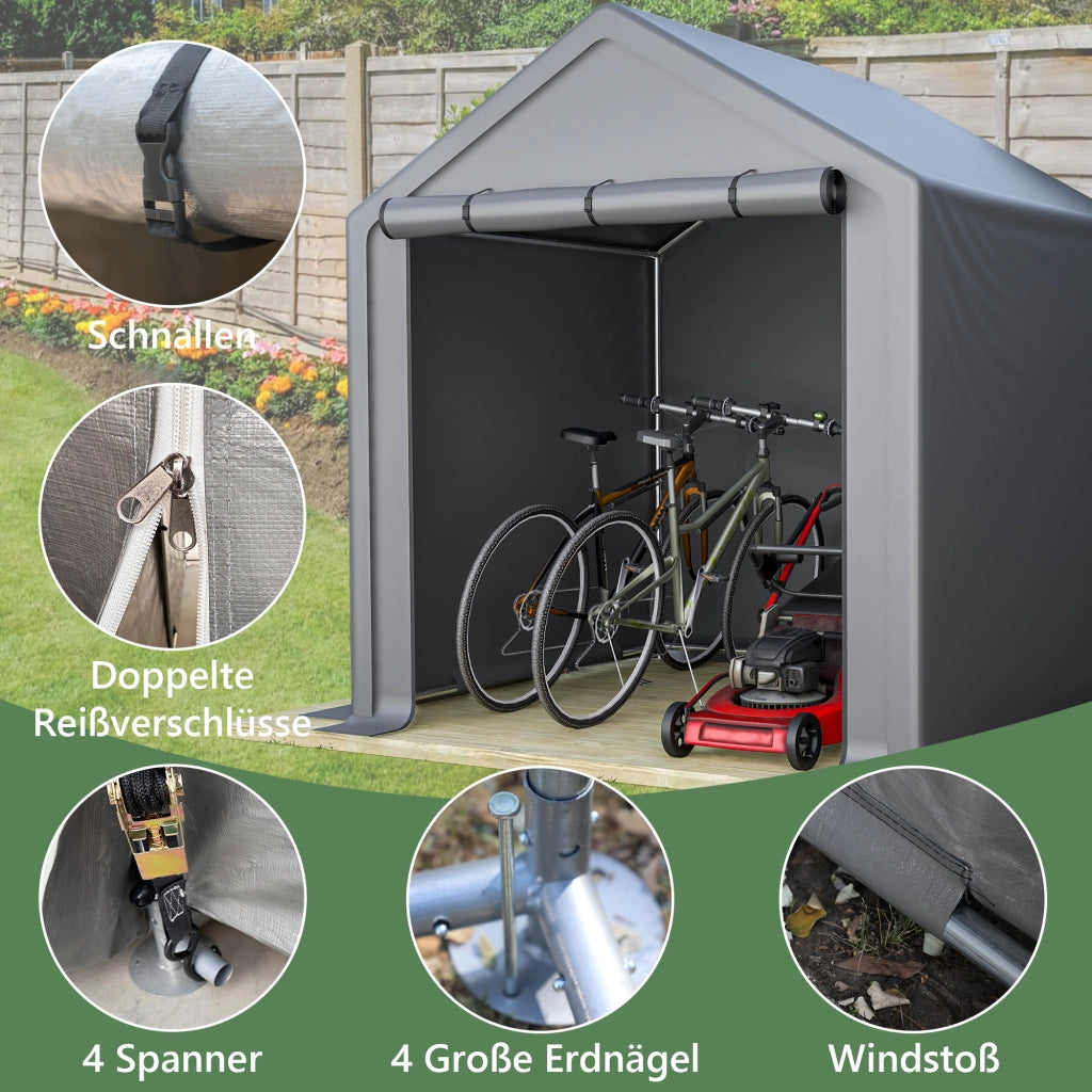 GARAGE PER BICICLETTE 190x170x200 cm Grigio in Acciaio
