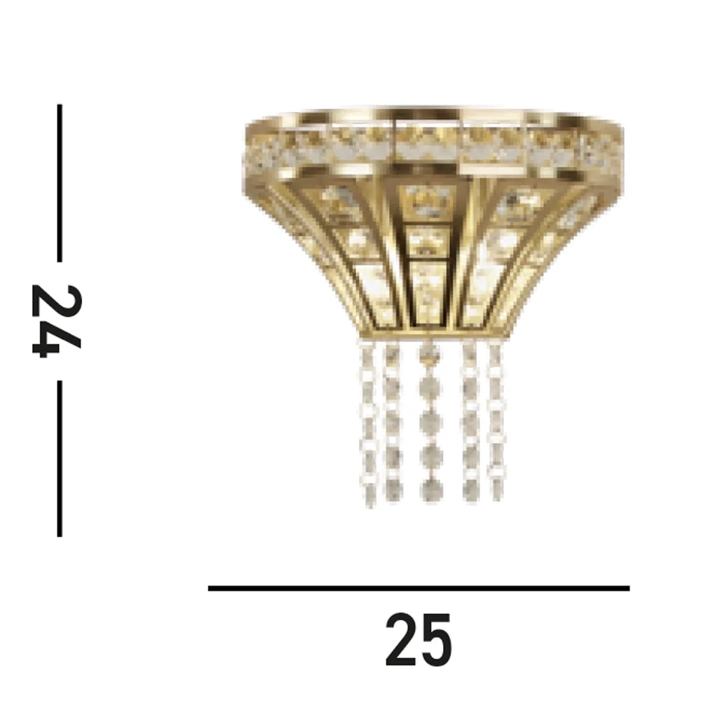 Applique Classica Gemma Acciaio Ottone Cristallo 2 Luci G9