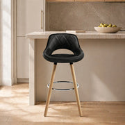 SGABELLO Bar con Schienale 68 cm Nero in Similpelle e Legno