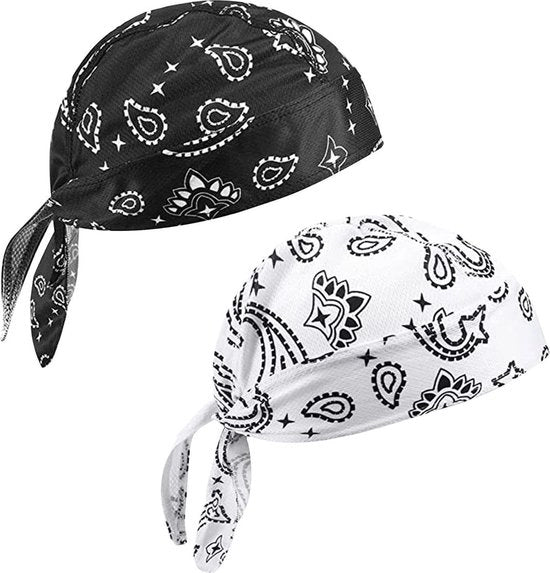 Due sport capelli | assorbe la respirazione e il sudore | anti UV e moda | bianco e nero | misura S-M .