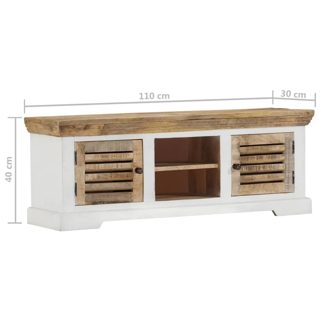 Mobile TV multimediale mensola TV credenza TV sala da pranzo soggiorno camera da letto 110 x 30 x 40 cm legno massello di mango marrone 02_0025726
