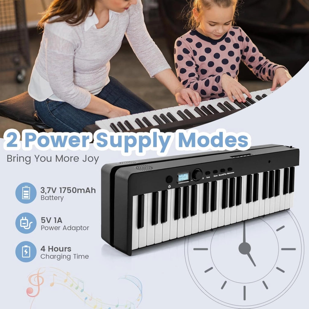 Pianoforte Digitale 88 Tasti Pieghevole, Tastiera Elettronica Multifunzionale con Pedale Sustain per Principianti, Pianola Portatile con Borsa per Pianoforte (Nero)