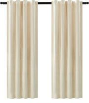 Set di 2 tende da parete oscuranti - con cinturino pieghevole e isolante - maniglia per tenda, tenda - 140x245 cm - velluto - beige