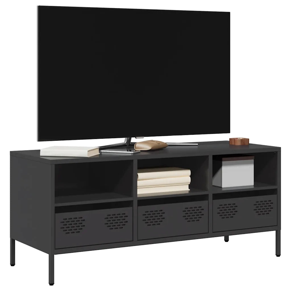 vidaXL Mobile TV Nero 101,5x39x43,5 cm in Acciaio Laminato a Freddo