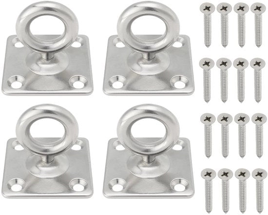 Set di 4 Ancore per Plafondo con Maniglia Rotativa in Acciaio Inossidabile