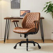 Sedia da ufficio ergonomica con altezza regolabile e rotelle per pavimenti diversi in pelle marrone 56 × 58 × 33 cm