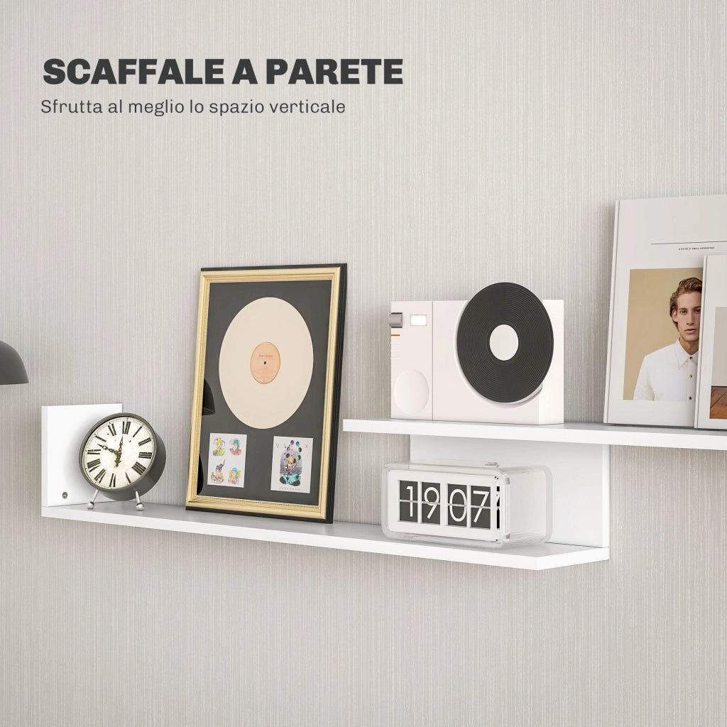 Mobile TV Ripiani e Armadietto a Ribalta con Mensola a Muro 153,6x25x42 cm Bianco e Nero