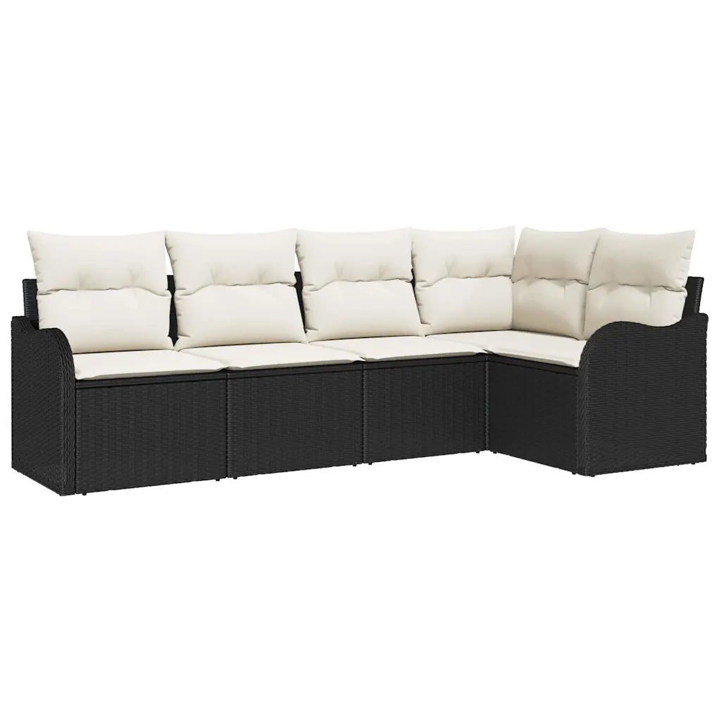 Set Divano da Giardino Nero polyrattan