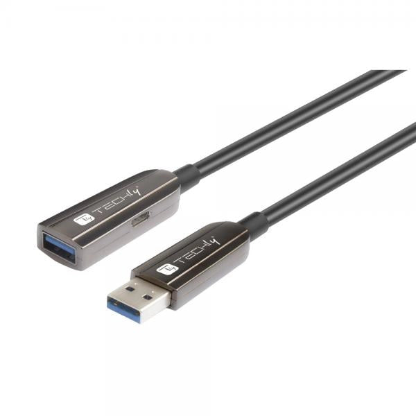 Cavo Ottico Attivo USB 3.2 SuperSpeed Active Optical Cable USB A M/F 50m Nero