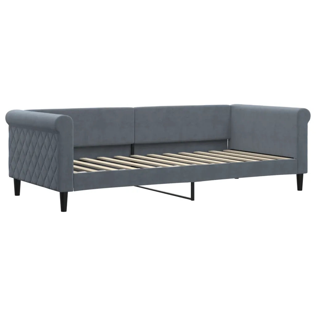Divano Letto Estraibile Materassi Grigio Scuro 90x200cm Velluto 3197796