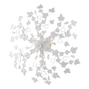 Plafoniera Shabby Edera 6 Luci Ferro Battuto Bianco Con Foglie E Cristalli