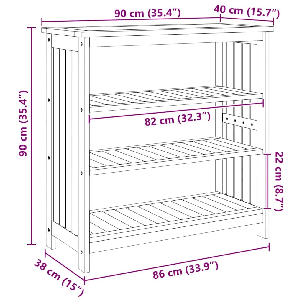 Mobiletto da giardino in legno massello di acacia con pratici ripiani 90 x 40 x 90 cm stile moderno legno marrone 02_0058498