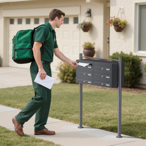 Cassetta postale condominiale autoportante, 6 posti, antracite, 945 x 270 x 1200 mm, 2 moduli