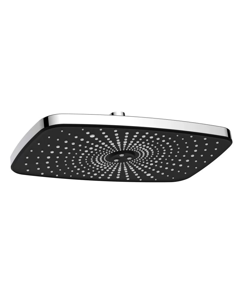 Soffione cromato e nero 30x19 cm 1 getto - Serie Vortex Square