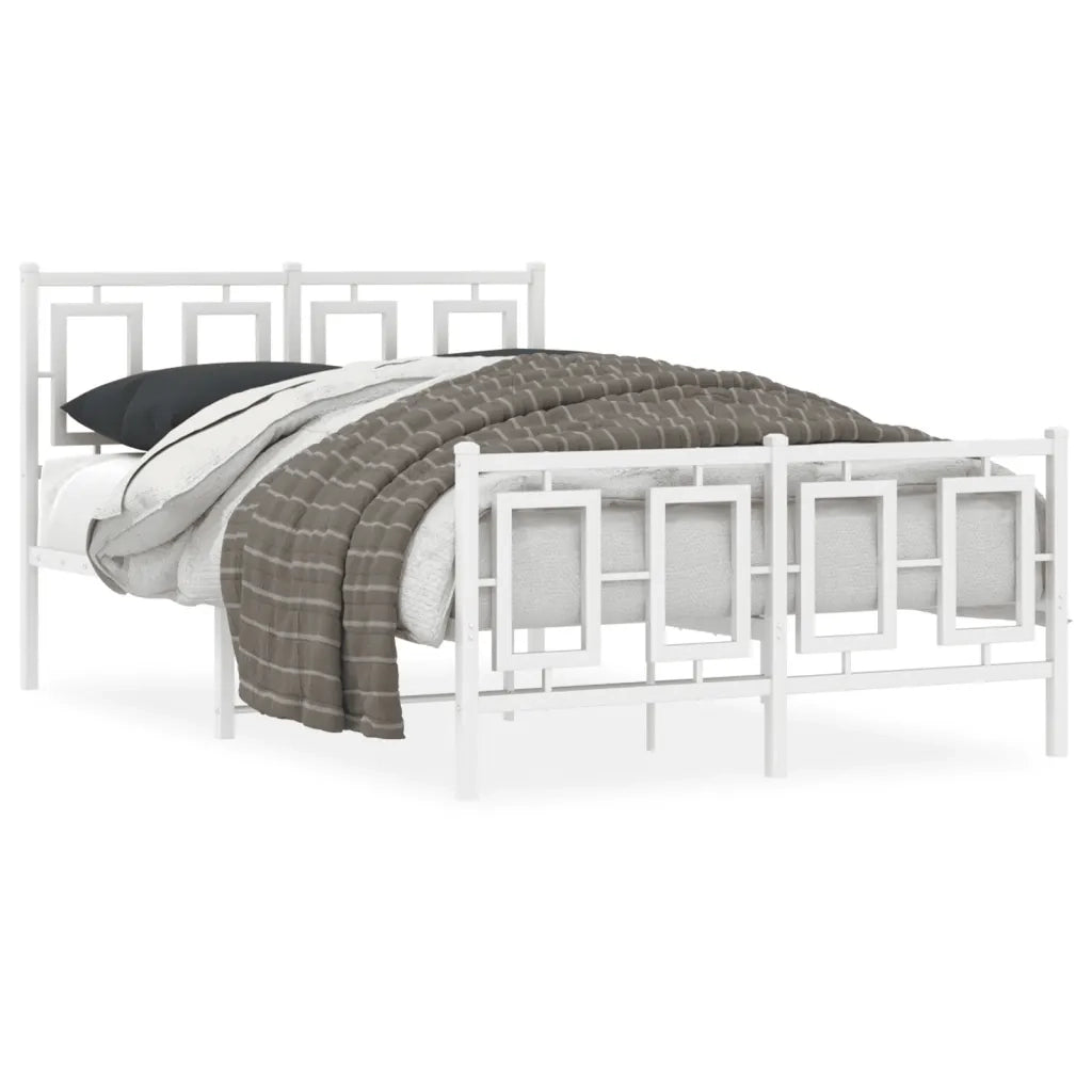 Giroletto con Testiera e Pediera-Struttura Letto Metallo Bianco 120x190 cm 263371