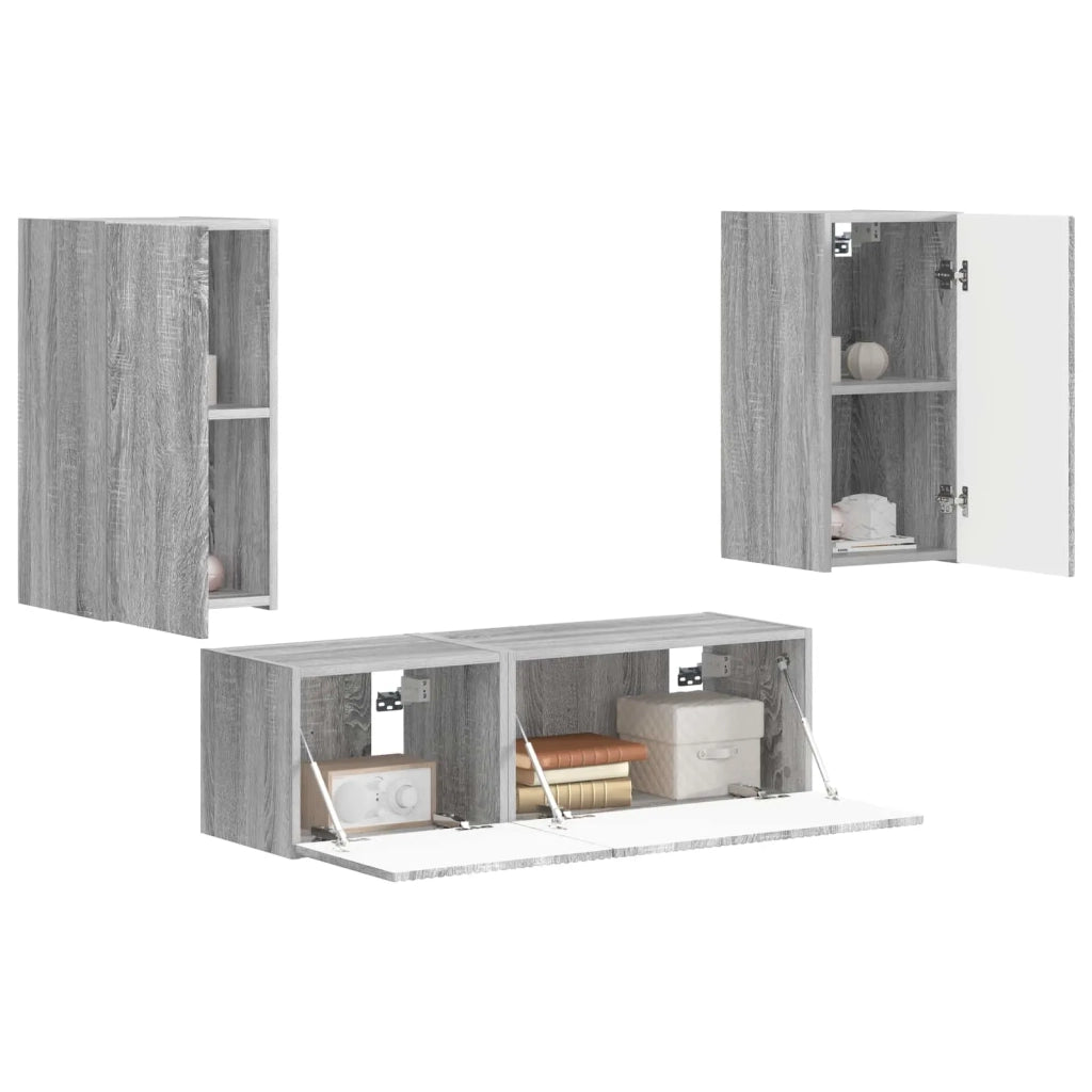 Set di Mobiletto da TV a Parete 4 pcs Grigio Sonoma 3408913